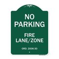Signmission Princeton New Jersey No Parking Fire Lane Zone, Green & White Alum Sign, 18" x 24", GW-1824-23273 A-DES-GW-1824-23273